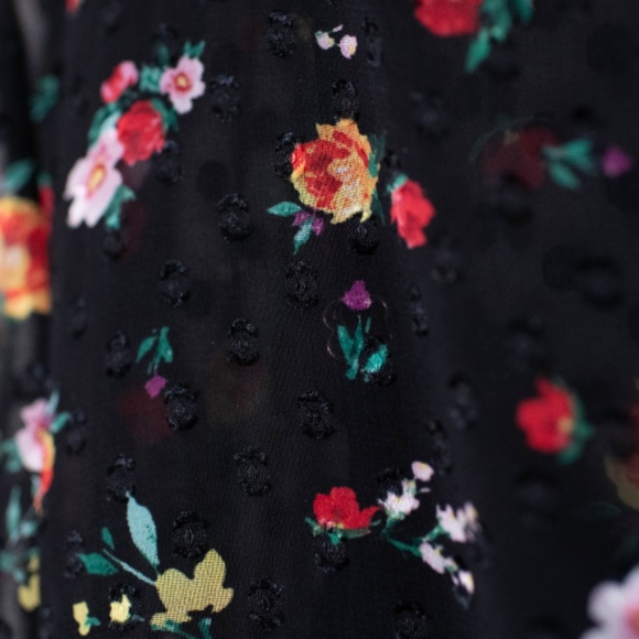 Banana Republic Black Floral Sheer Clip-Dot Midi Dress - Picture 5 of 7